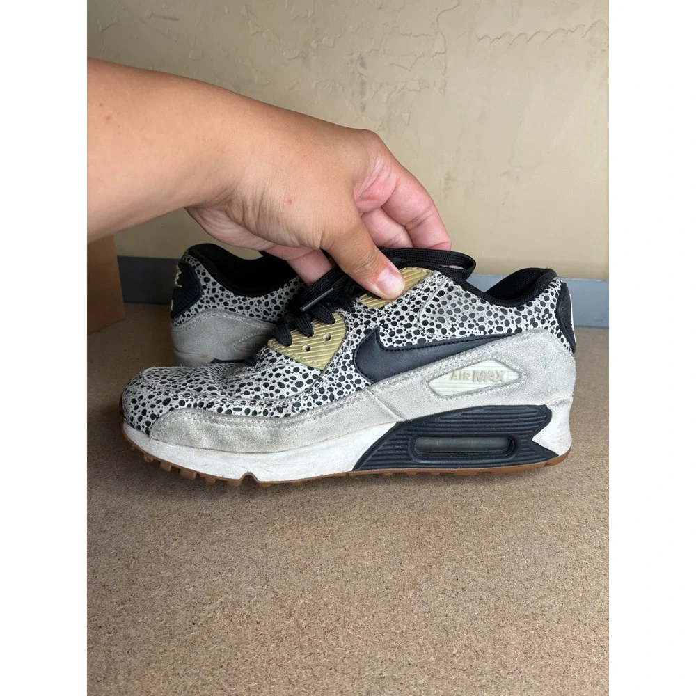 Nike Air Max 90 Premium Safari Black Bonsai 443817-102 Womens 6.5 Running Shoes